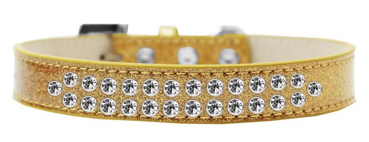 Two Row Clear Crystal Size 20 Gold Ice Cream Dog Collar